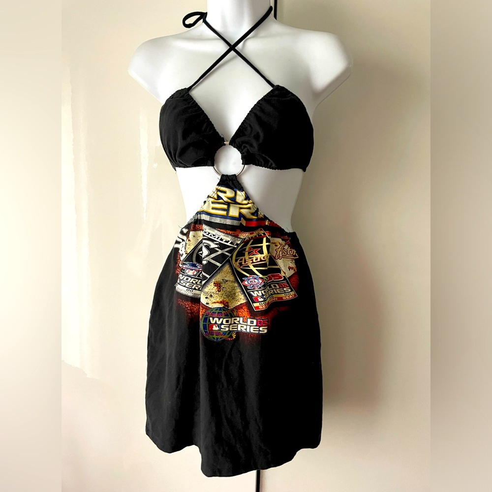Furst of Kind World Series VTG Sox Astros baseball tee reworked mini dress small